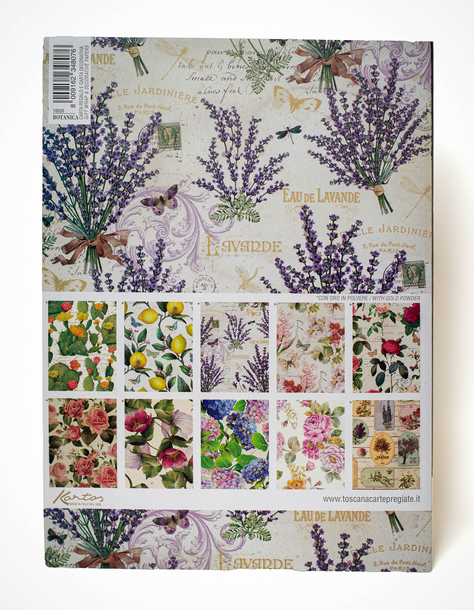 Botanica - Kartos Geschenkpapierbuch mit 10 Bögen Rosen Früchte Blumenmotive