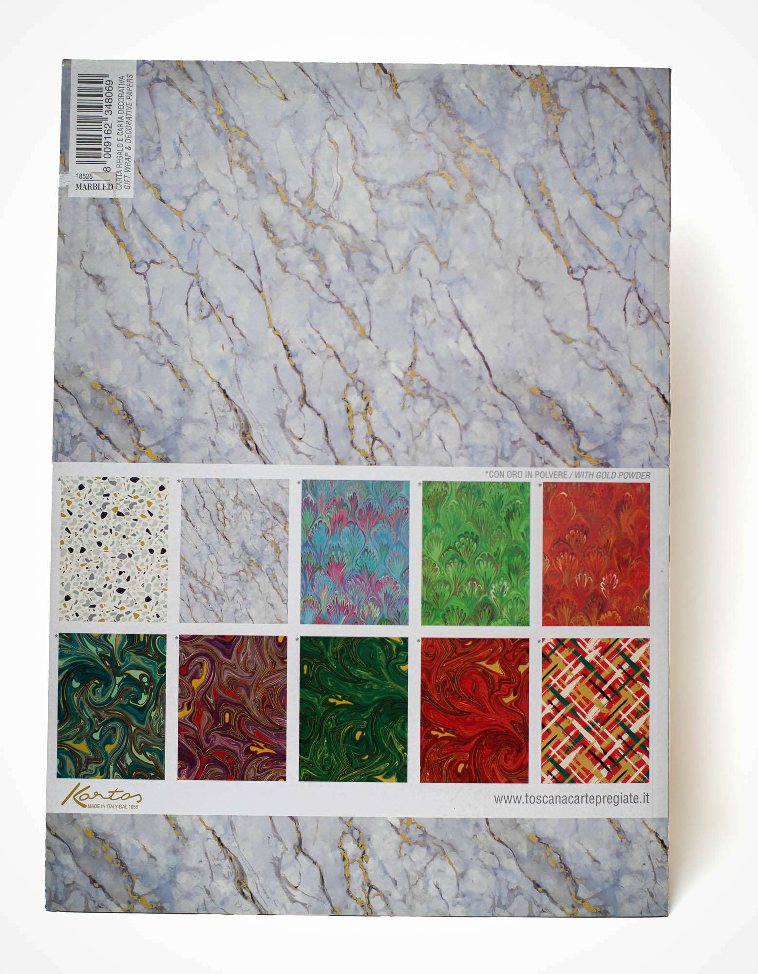 Marbled - Kartos Geschenkpapierbuch mit 10 Bögen Marmormotive