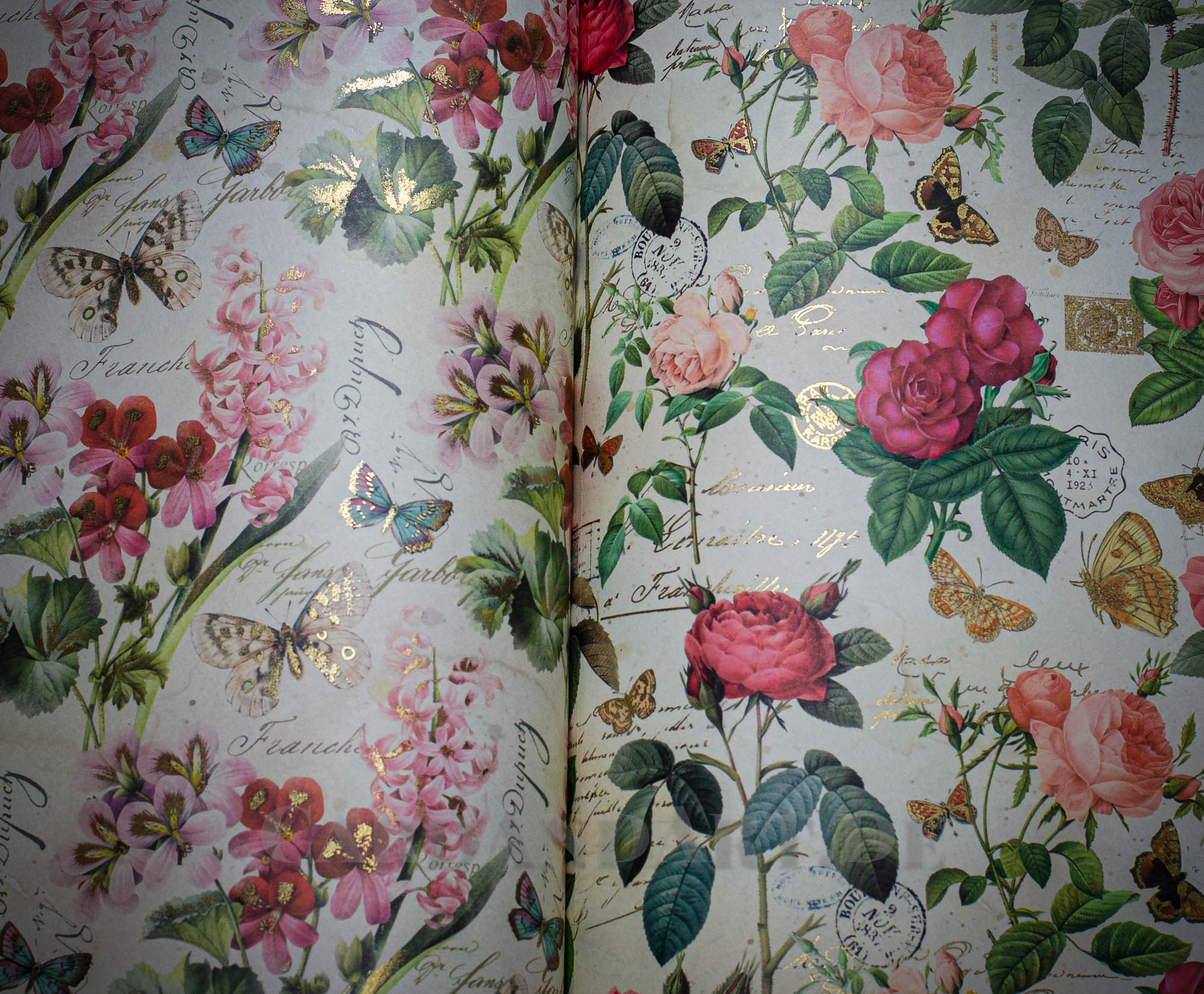Botanica - Kartos Geschenkpapierbuch mit 10 Bögen Rosen Früchte Blumenmotive